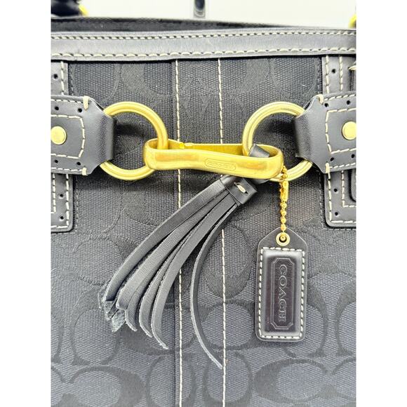 RETAIL $316 Coach Hampton Signature Jacquard Tassel Satchel *DUST BAG INCLUDED* - Picture 8 of 16